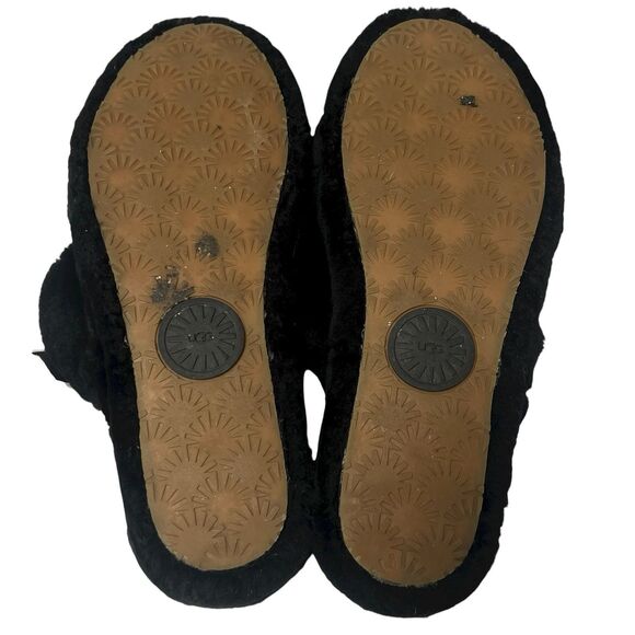 UGG Fluff Yeah Slide On Slippers Black Sherpa Slingback Plush Women’s Size 11 - Picture 8 of 10